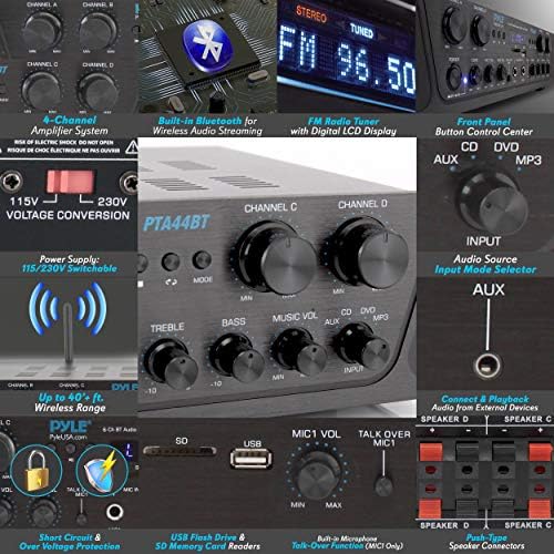 Pyle 500w Karaoke bežični Bluetooth Amplifier - 4-kanalni Stereo Audio zvučnik za Kućni bioskop prijemnik