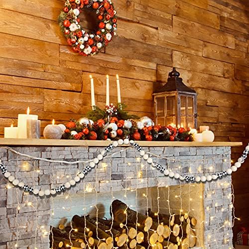 CANLIERR 9,8 stopa Božićno drvsko drvo Boho Dekoracija Drveni perla Garland Zidni viseći Buffalo Plaid Searhouse