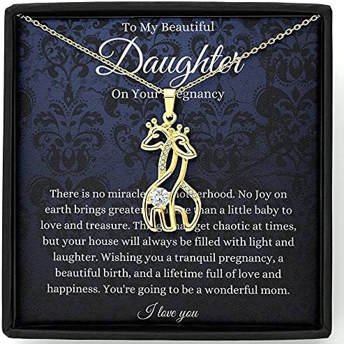 Nakit za poruke, ručno izrađena ogrlica - personalizirani poklon žirafe ogrlica, kćernu trudnoću, poklon