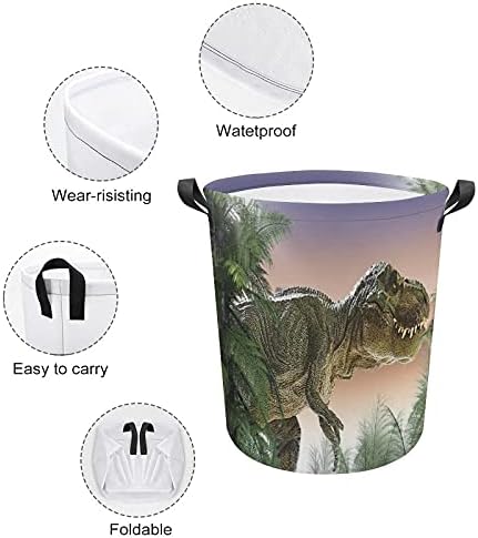 Foduoduo košarica za pranje rublja Dinosaur u džungli Ispis rublja rublje s ručicama Sklopiva torba za spremanje
