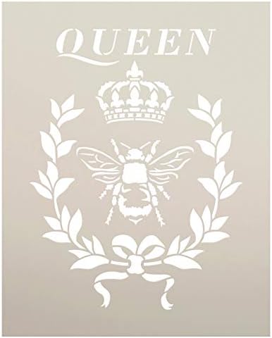 Queen Bee šablon sa Crown & Laurel Studior12 | DIY Farmhouse Domaći dekor | Francuski fleur de lis vijenac