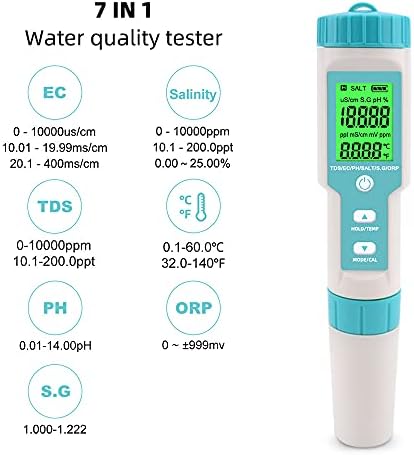 Huiop PH metar, 7 u 1 ph // EC / ORP / S.G / Slanost / temperatura MULTI-Parametar Tester za kvalitet vode
