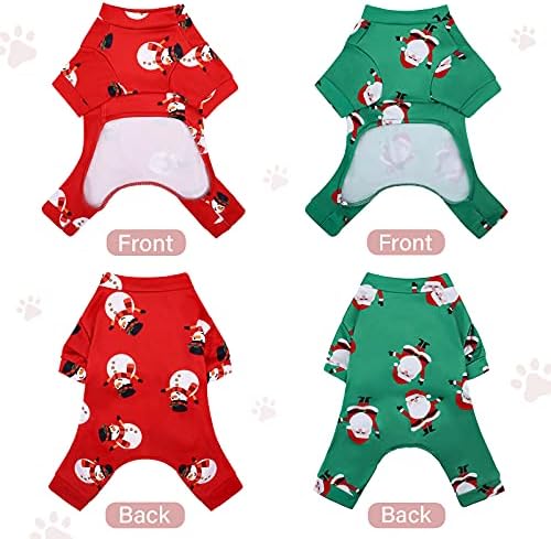 Pedgot 2 Pack Božićni psi Psi pidžama Pet Soft Odeća za pse Snjegović Santa Claus Puppy Jammies za male