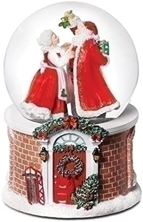 Roman Wind up Musical Santa i Mr.Clause Swirl Dome Kuća za kuću, 100 mm, visina 6 inča, Božićna dekoracija