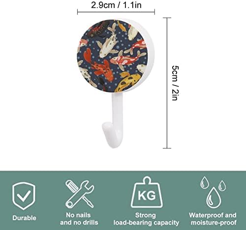 Japan Koi Ribe Zidne kuke Okrugle plastične kuke Izdržljive ljepljive kuke za kuhinju kupatilo 10 pakovanja