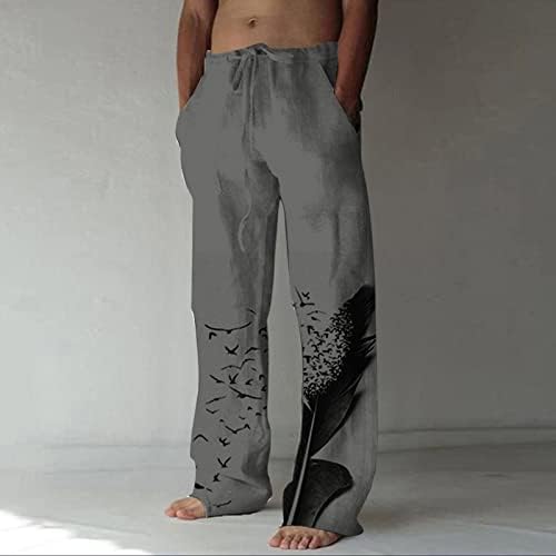 Yundan muške dukseve, pamučne posteljine hlače mekane udobne labave fit široke noge pantalone za noge sportski
