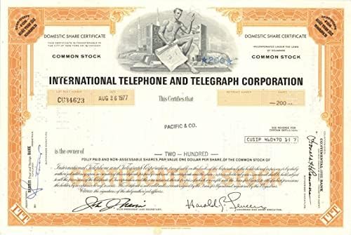 International Telephone and Telegraph Corporation - itt-Stock Certificate