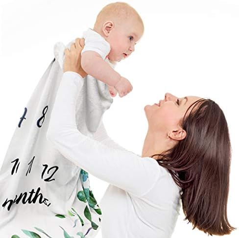 Mjesečni prekretnice za djecu - Neutralni list pokrivač za novorođenčad za dječaka i djevojke Personalizirani