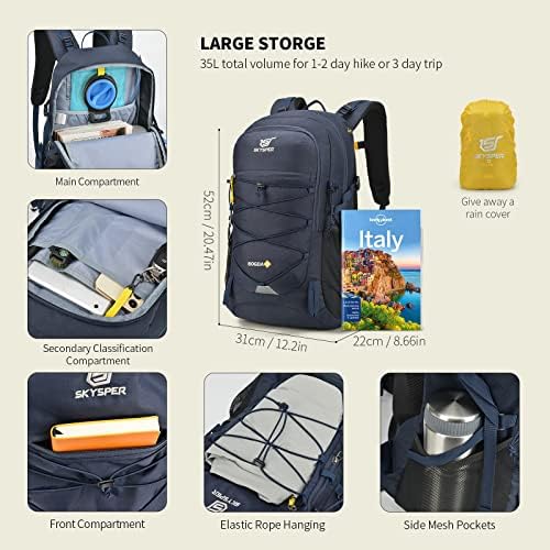 Skyper Pješačenje ruksak Travel Daypack - 35L Lagani vodootporni vanjski kamp paket za muškarce