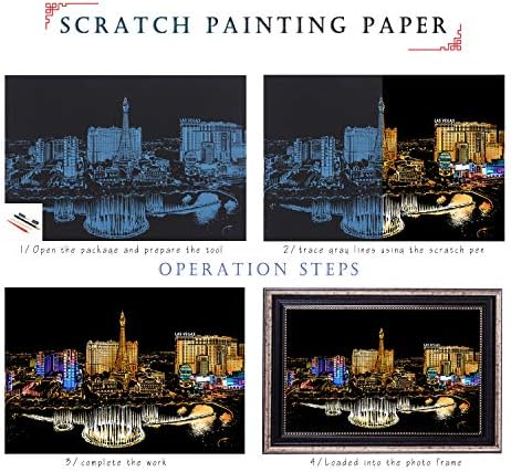Scratch Paint Rainbow papir Boteen, Sketch DIY Art Craft City Series Seight View Creative Dawer, Off Board
