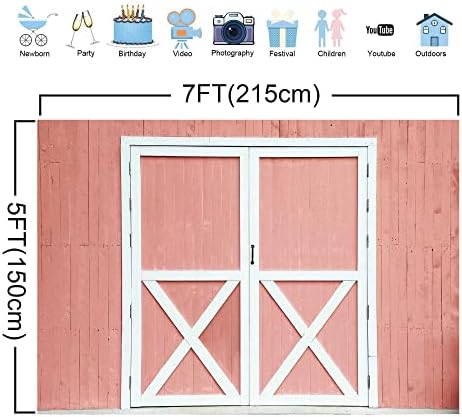 GiuMsi 7x5ft svijetlo ružičasta Rustikalna vrata na farmi izdržljiva poliesterska pozadina za djevojčice