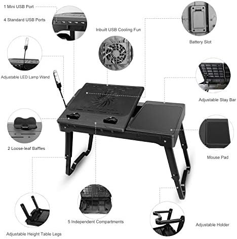 IMOUNTEK stol za laptop multifunkcionalni laptop posteljina notebook ventilator za hlađenje laptopa, LED