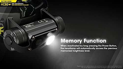 Kombicio: Nitecore HC60 V2 visoki performanse punjivi USB-C HeadLamp- 1200 lumens w / Extranl189 3400mAh