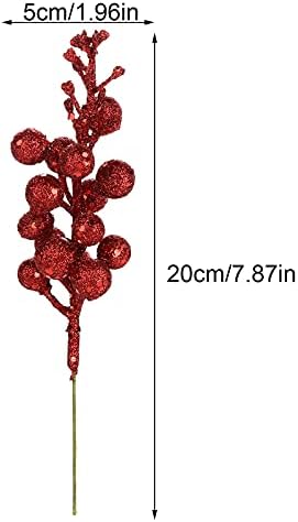 Izvrsni božićni ukrasni pokloni, 36pcs Artificial Glittery Berry Picks, 7,9inch Glitter božićno drvce za