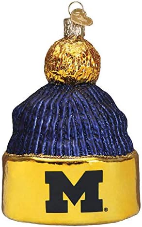 Old World Christmas University Wolverines stakleni ukrasi za jelku, Michigan Helmet