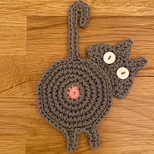 Cat Butt Catters, Podmornici za piće Naslovnica Prilagođeni ukras Slatka kukičana coaster Cat Butt Crochet