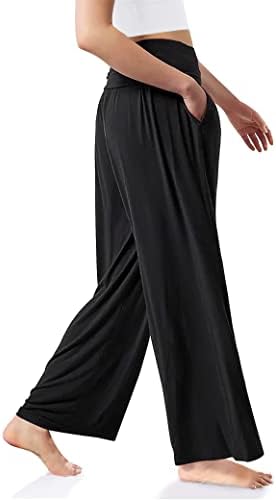 JSTARLOVES WOMENS Yoga hlače Širokoj luci širokih noga visoke struke Palazzo hlače Lounge pidžame za žene