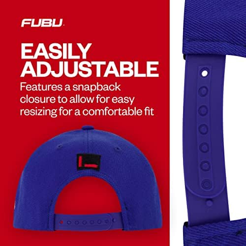 Concept One fubu bejzbol kapa, Snapback šešir za odrasle sa logotipom u stilu grafita, podesiv, ravan obod, plava, jedna veličina
