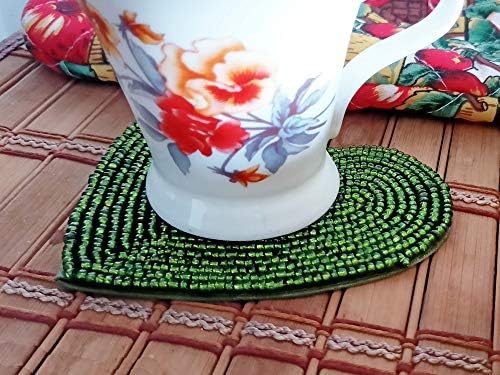 Sharvgun ručno rađene srčane oblikovanje čaja od zelenog perla COADER DIY 4 inčni kafe čaše za kavu Pleceme