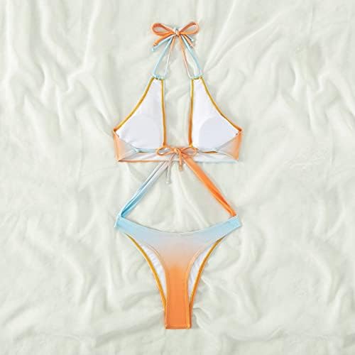 Ženski Halter Kupaći Kostim Gradijent Kupaćih Kostima Visokog Struka Crisscross Twist Bikini Set Otvorenog