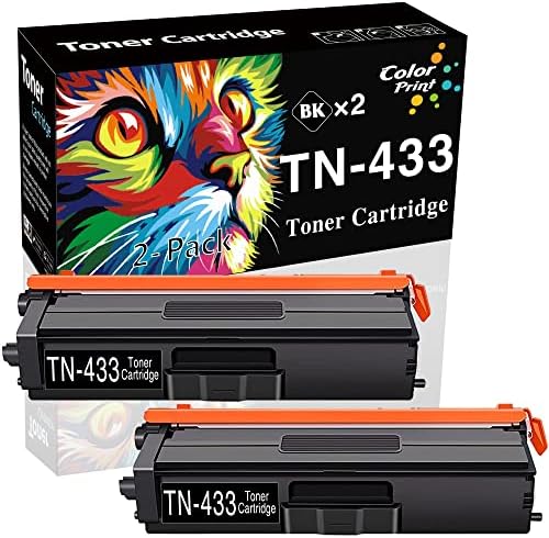 2-Pack ColorPrint kompatibilan Tn433 zamjena Toner kertridža za Brother TN433BK TN-433bk TN-433 TN436 koristi