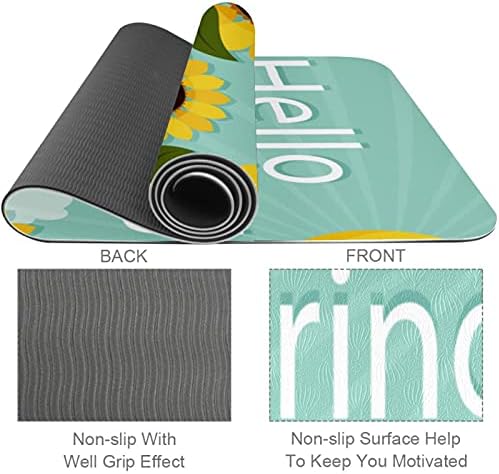 Debela neklizajuća Vježba & amp; fitnes 1/4 prostirka za jogu sa Hello-Spring suncokretovim printom za Yoga