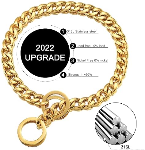 Lanac ogrlice za pse Zlato 15mm Kubanski link lanci od nehrđajućeg čelika metalni klizanje Ogrlica zlata