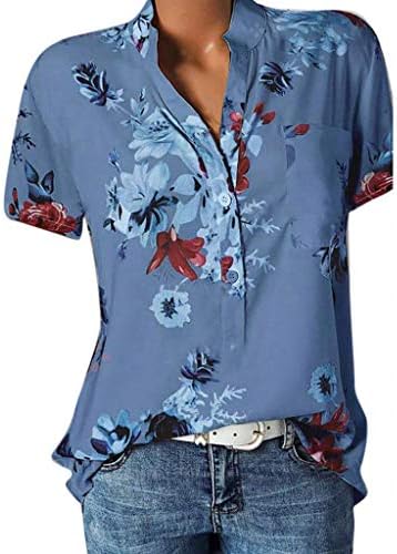Ženski vrhovi džep plus veličina bluza s kratkim rukavima Jednostavna majica tiskana kratka majica Top ljetne