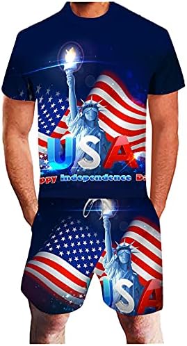 Sportski odijelo za muškarce Štamparija Muška ljetna 3D Jedrenje zastava set Ležeran američki dan nezavisnosti