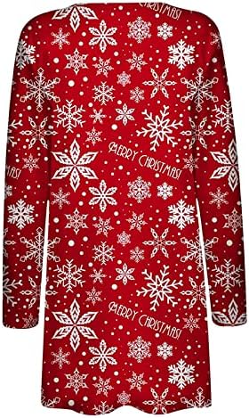 Suerghwax kardigani za žene božićne casual labave ugodne plus veličine Top jakne Modni ispis Otvoreno prednja