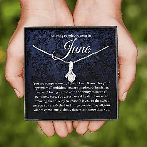 Nakit za poruke, ručno izrađena ogrlica - personalizirani poklon Petit Ribbon, juni zodijački poklon, rođen