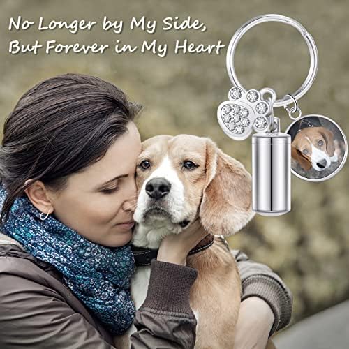 Hooami PET memorijalni pokloni Personalizirani prilagođeni fotografiji i tekst Kremation nakit za pepeo Crystal Paw cilindrični ključ za pse mačka kućna ljubimca nakit za muškarce za muškarce