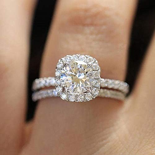 Ploy Pailin Fashion 925 Srebrni punjeni prstenovi za žene bijeli safir vjenčani prsten veličine 6-10