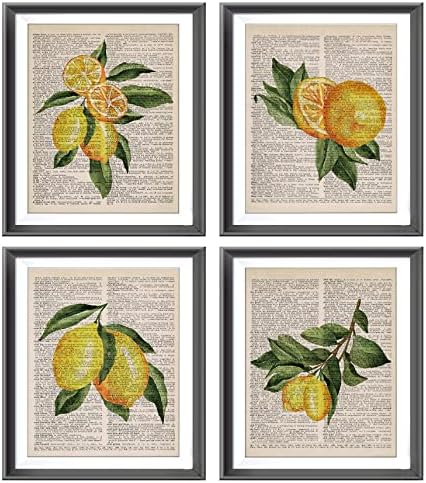 AEHIE Ljetni botanički limun retro rječnika umjetnički otisci za kućne kuhinje Djevice Soba Dorm restoran