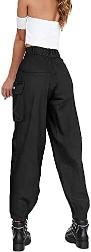 Guyueqiqin ženske teretne pantalone, ležerne vanjske čvrste boje elastične visokog struka baggy jogger workout