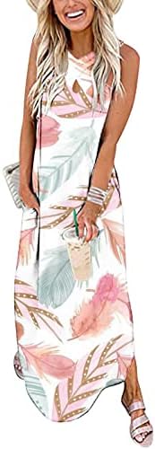 Ženska ljetna krosover Maxi haljina bez rukava sa džepovima suncokretovog cvjetnog printa Casual haljine