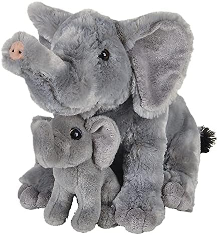Mama i beba punjeni životinjski slon, 11 i 5.5, safari dekorati za tuširanje, vrtić, zoološke životinje