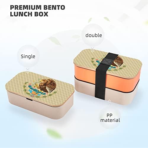 Grb Mexico Double Bento kutija s kaiševima, opremljen nožem za pribor za jelo, viljuškama i kašikom ekološki