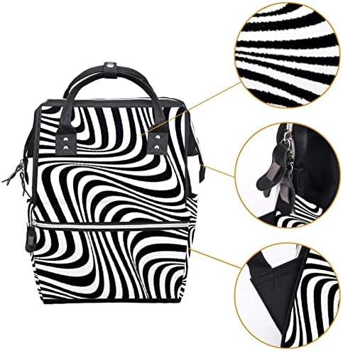 Guerotkr putnički ruksak, vrećice za pelene, ruksačka torba za pelene, crno bijele 3D pruge umjetnički morden
