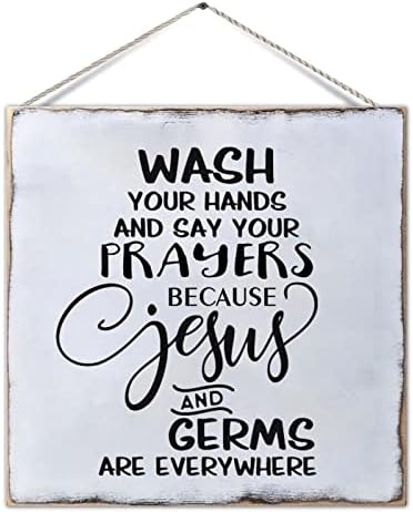 Smiješna kupaonica Natpis za pranje ruke kažu da vaše molitve rustikalna drvena ploča s izrekama citirajući