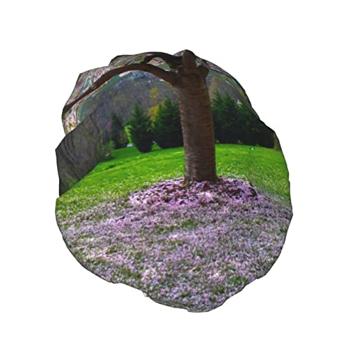 Spring Pink Cvijeće Štampano zavod za tuširanje Satenske poklopce za kosu za kosu vodootporne kape za kupke
