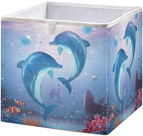 Vissunny orketi Košare Lov Dolphin Ocean Skladištenje Tkaninske košare za organizovanje polica Sklopivi kockice za odlaganje za odjeću, igračke, WC za bebe, uredska opskrba