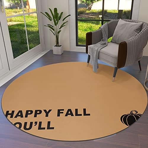 Veliki okrugli tepih za dnevni boravak, 4FT neklizajućih prostirki za dječju sobu, Happy Fall Y'all Dan