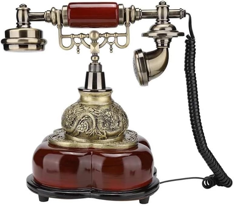 ZJHYXYH Antikni kamensni telefonski fiksni digitalni retro telefoniranje gumb za biranje Vintage Dekorativne