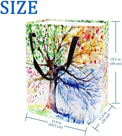 Šareni Art Four Seasons Tree Print sklopiva korpa za veš, 60L vodootporne korpe za veš kante za veš igračke