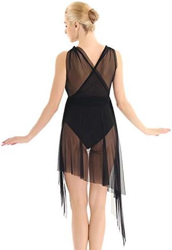 Yizyif lirski ženski haljina za odrasle plesna haljina Leotard mrežica za plesnu odjeću Flowy dugi prorez