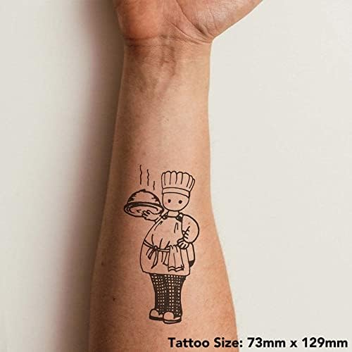 Azeeda 4 X 'kuhar Holding Food' Privremene tetovaže