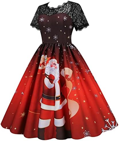 Božićne haljine za žene Elegantna vrata posade Sretan božićni radne haljine plus veličina seksi večernja