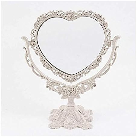 Mavoorick Retro rotirajuće ogledalo u evropskom stilu sa ukrasom leptira i ruže kozmetički alati okrugli ovalni desktop ogledalo u obliku srca-A