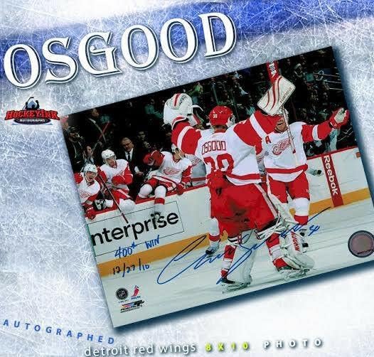 Chris Osgood potpisan i upisan 400. pobeda 12/27/10 8x10 fotografija - 70408 - AUTOGREMENT NHL Photos